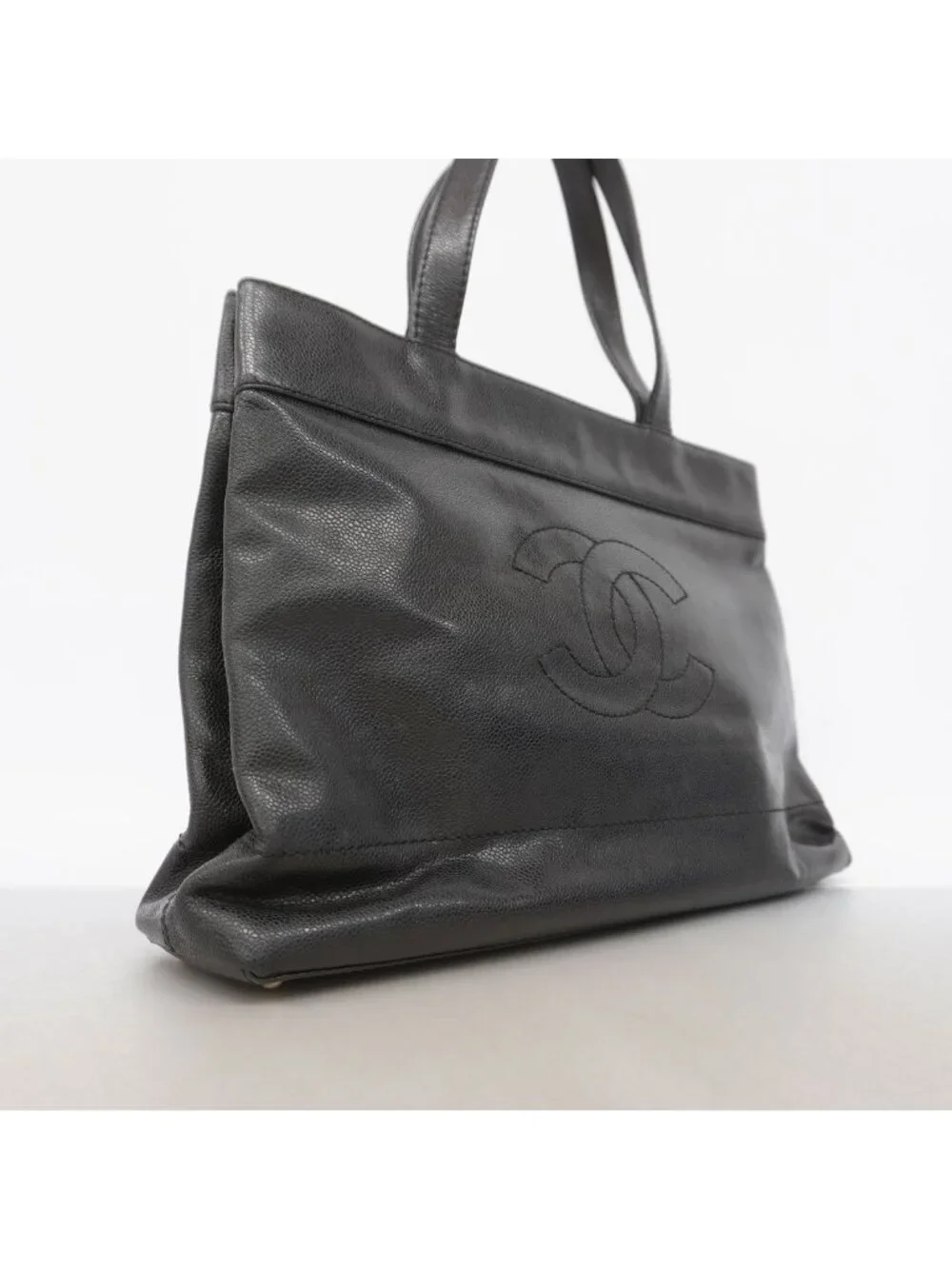Chanel Tote Bag Caviar Leather Black Gold